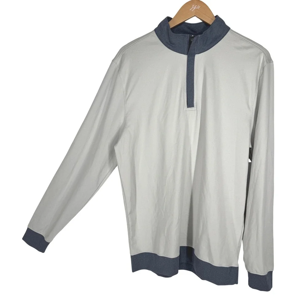 Swannies Mens Medium Quarter Zip Golf Pullover‎ Gray Navy Blue Performance Layer